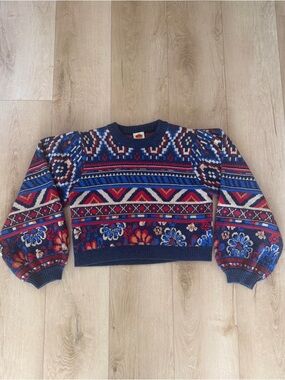 Farm Rio Ainika Tapestry Blue Sweater. Women’s XL. Used.